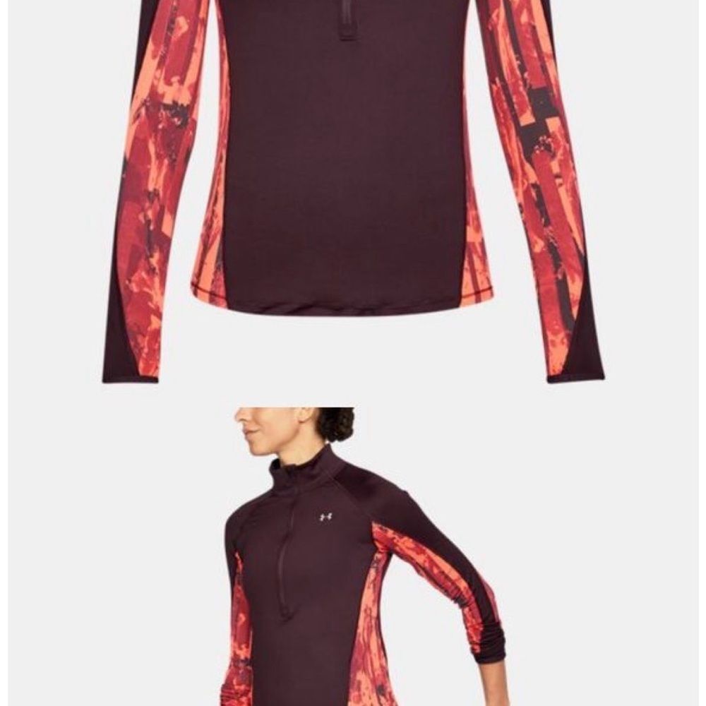 Under Armour Women's Half Zip Purple/Red Cold Gear Long Sleeve Workout Jacket L